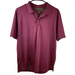 Vanheusen Traveler Mens Ribbed Burgundy Polo Shirt Size Medium